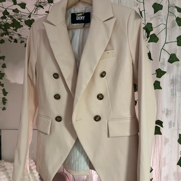 pink dkny faux leather blazer - Picture 2 of 2